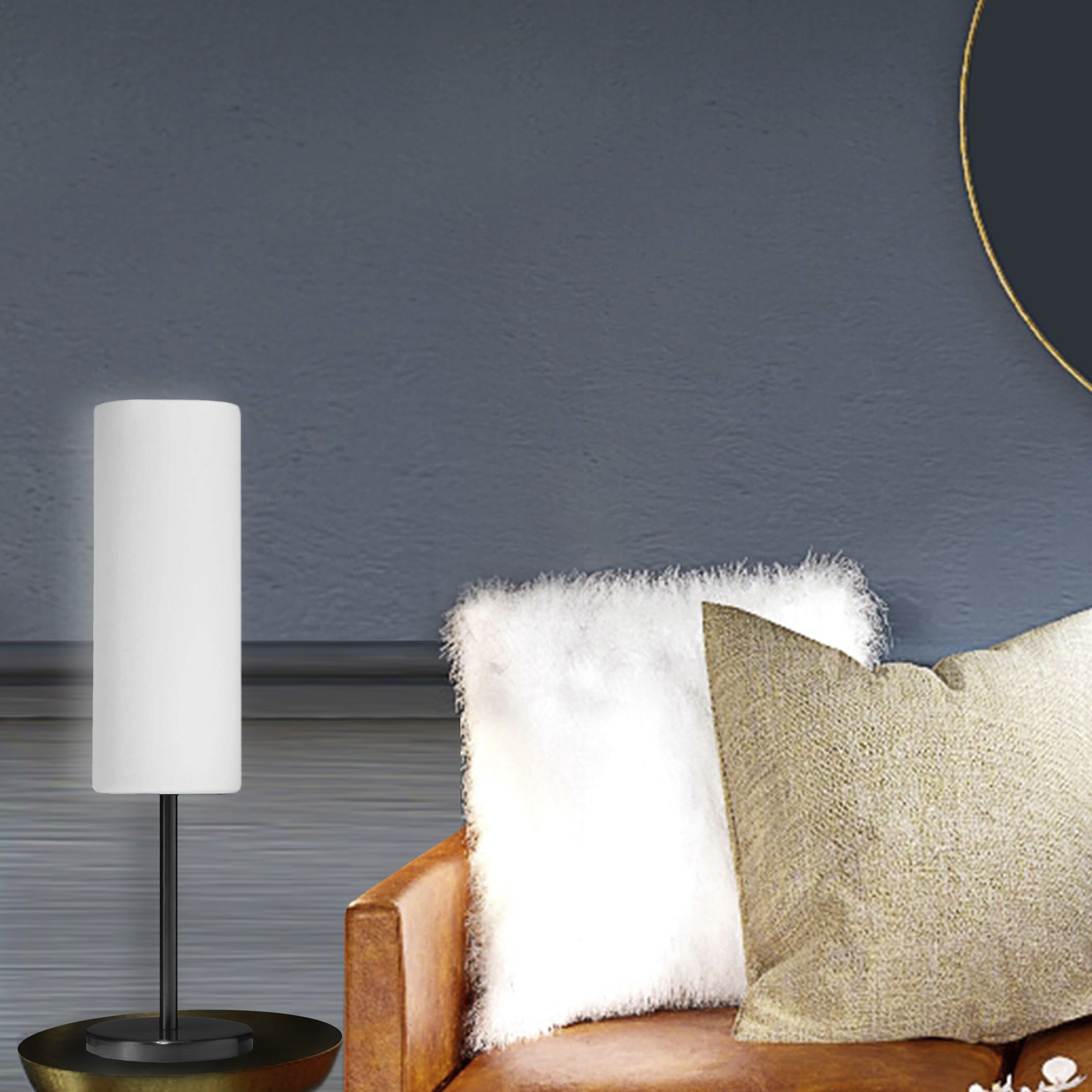 Paza 18 inch 100.00 watt Matte Black with White Decorative Table Lamp Portable Light