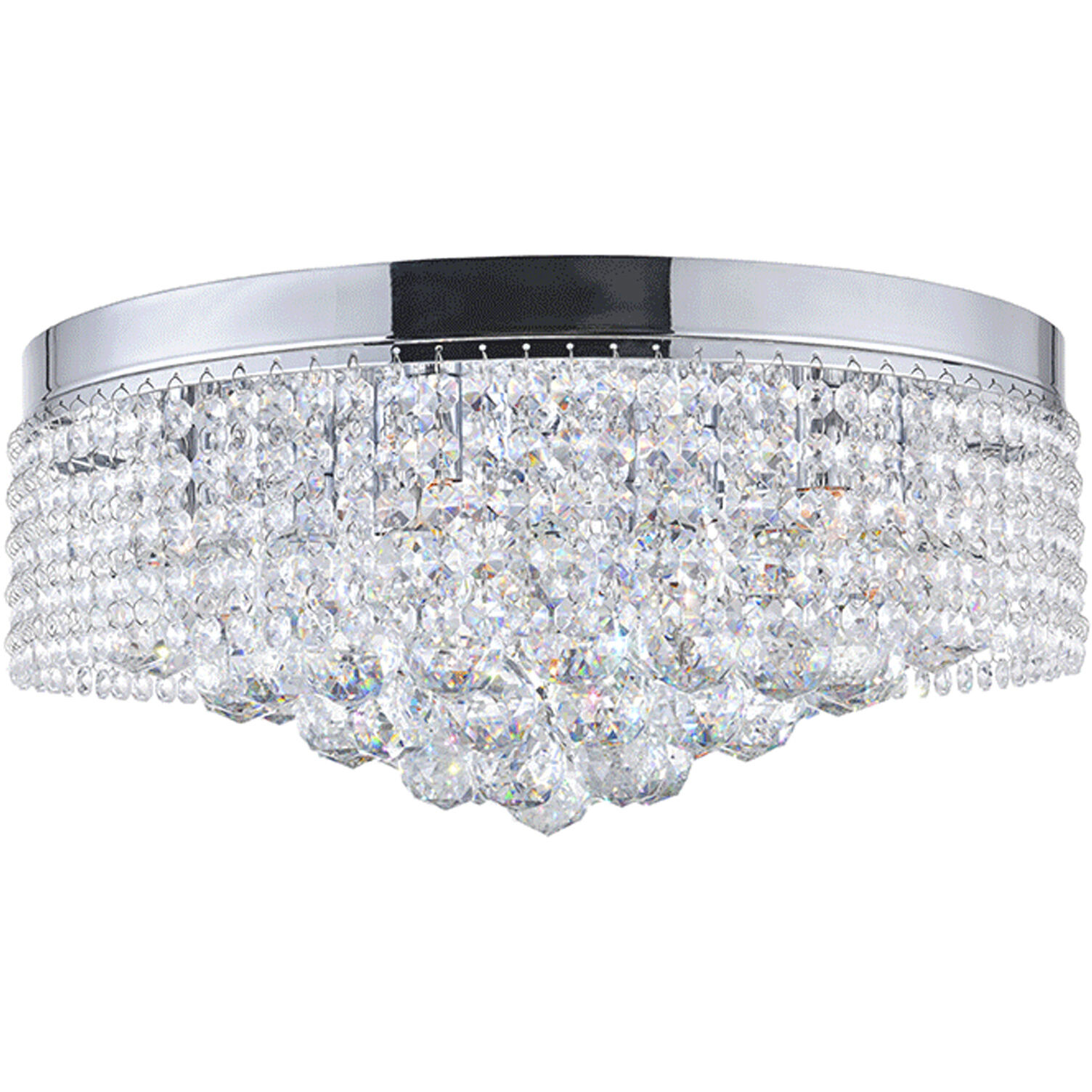 Cascade 8 Light 18 inch Chrome Drum Shade Flush Mount Ceiling Light