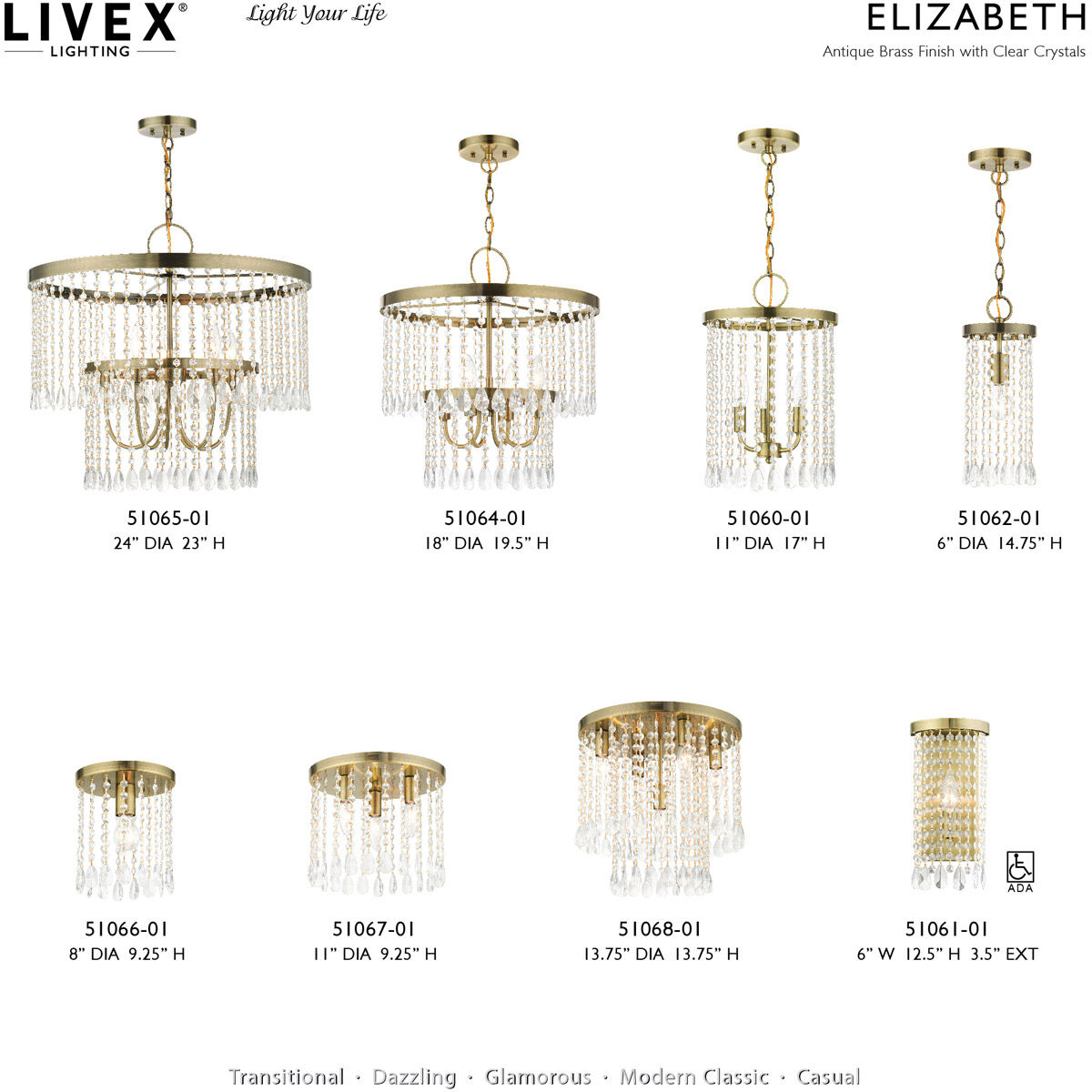 Elizabeth 5 Light 24 inch Antique Brass Pendant Chandelier Ceiling Light