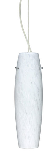 Suzi LED Satin Nickel Pendant Ceiling Light in Carrera Glass