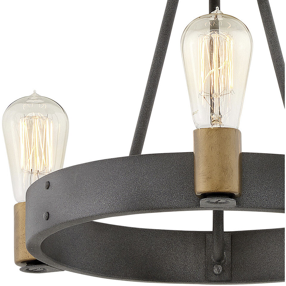 Silas 3 Light 17 inch Aged Zinc with Heritage Brass Indoor Semi-Flush Mount Ceiling Light