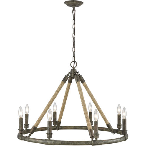 Big Sugar 8 Light 30 inch Gray with Natural Chandelier Ceiling Light