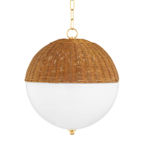 Summer 1 Light 16 inch Aged Brass Pendant Ceiling Light