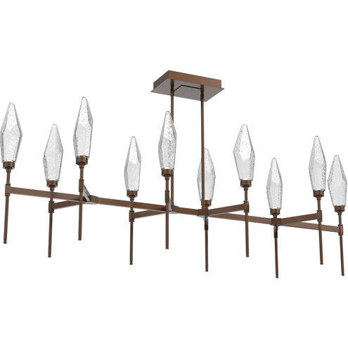 Rock Crystal LED Burnished Bronze Linear Pendant Ceiling Light in 3000K LED, Chilled Clear, Belvedere