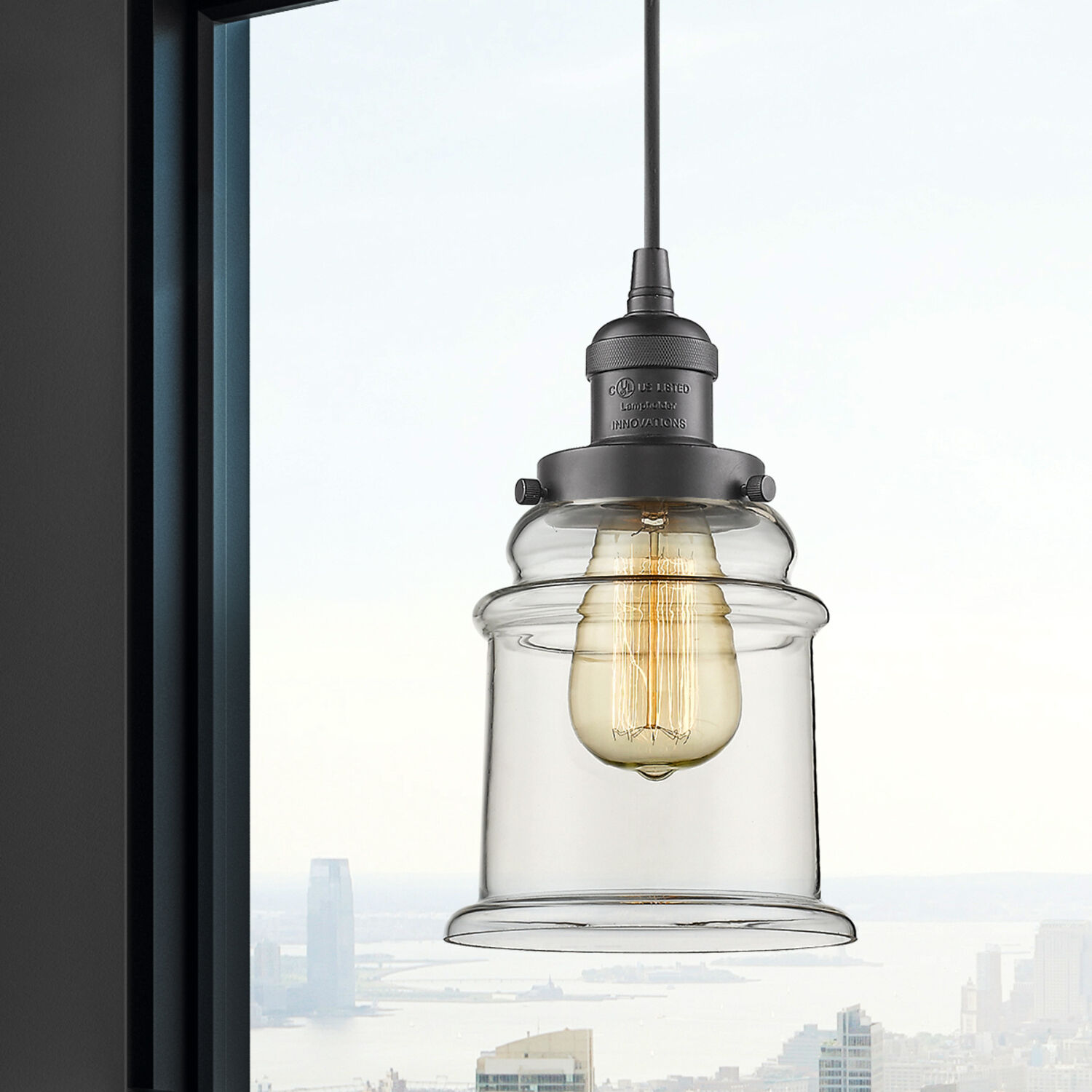 Franklin Restoration Canton LED 6 inch Oil Rubbed Bronze Mini Pendant Ceiling Light in Clear, Franklin Restoration