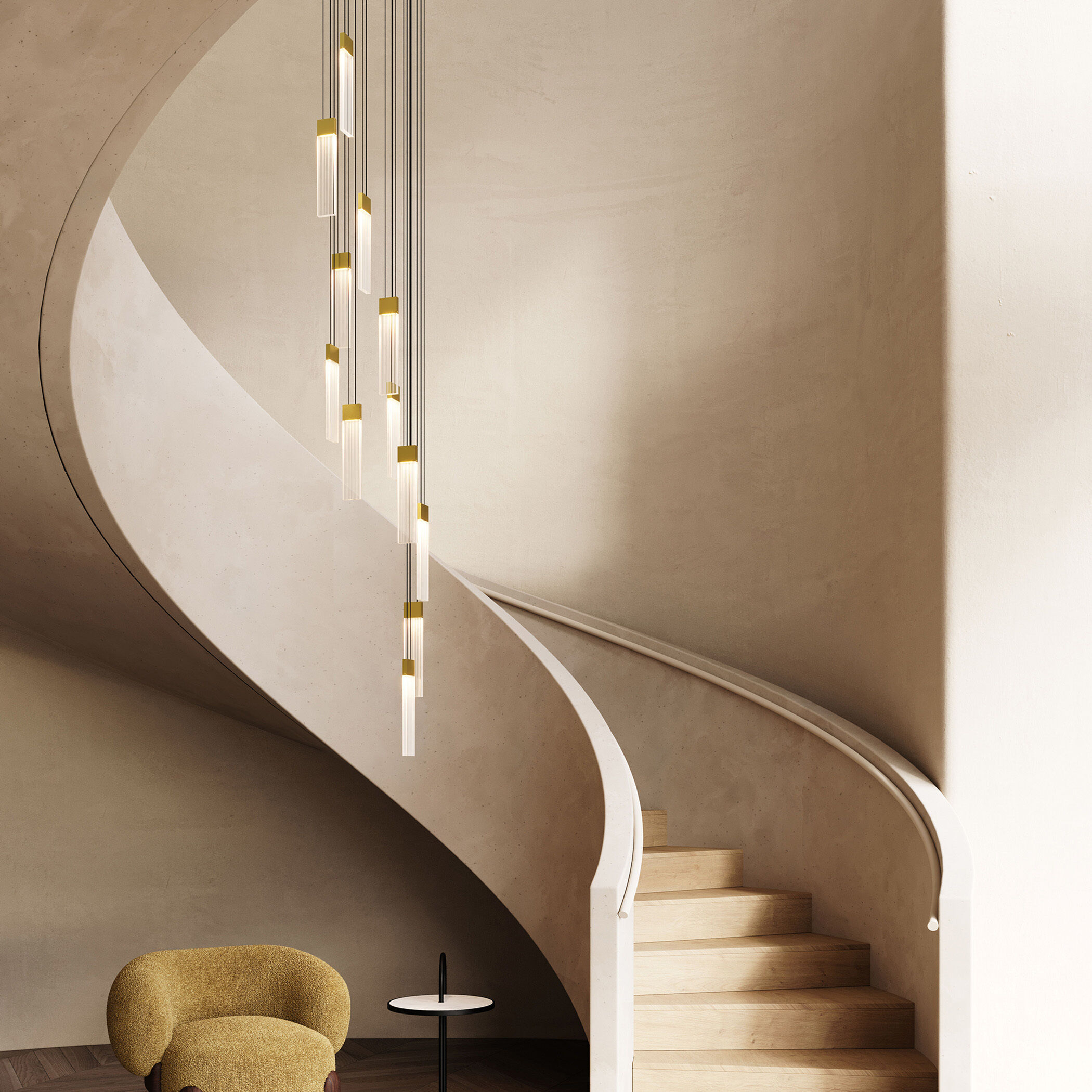 V Panels 6 Light 6.75 inch Brass Pendant Ceiling Light