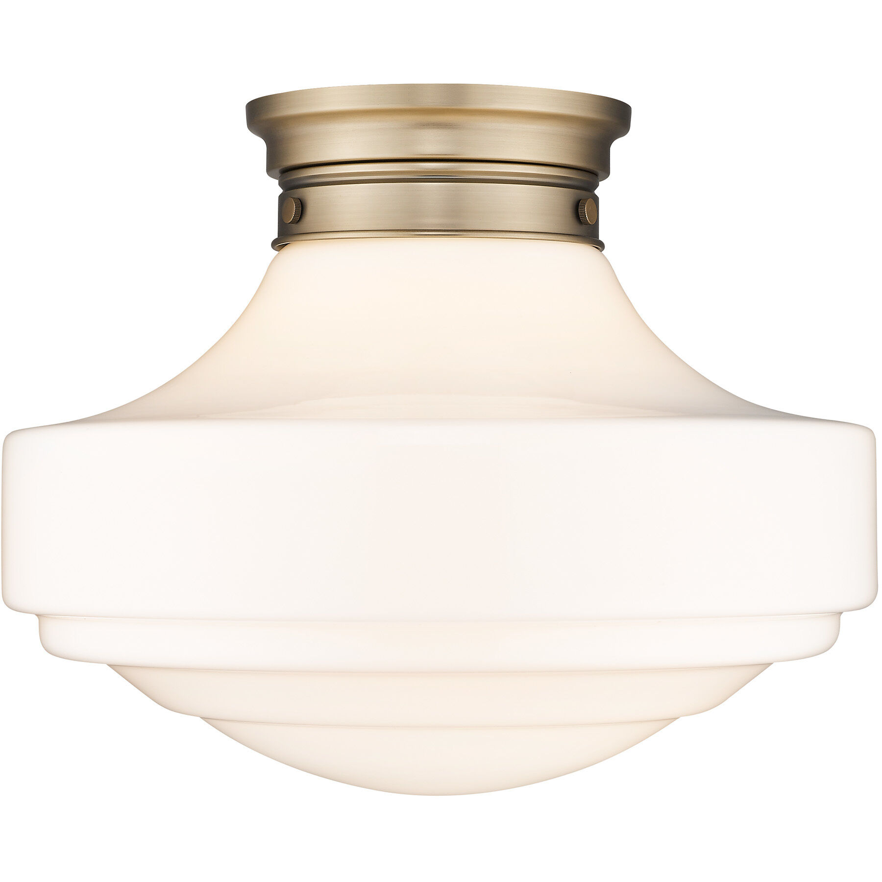 Ingalls 1 Light 16 inch Modern Brass Semi-Flush Mount Ceiling Light in Vintage Milk Glass, Large