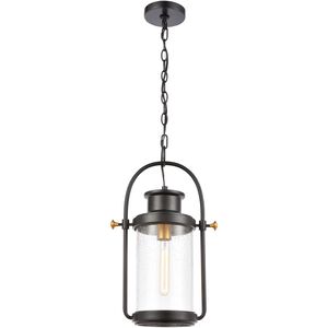 Wexford 1 Light 12 inch Matte Black with Brushed Brass Outdoor Pendant