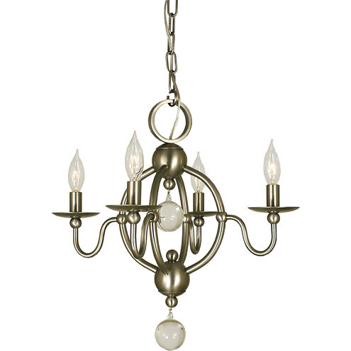 Quatrefoil 4 Light 18 inch Antique Brass Mini Chandelier Ceiling Light