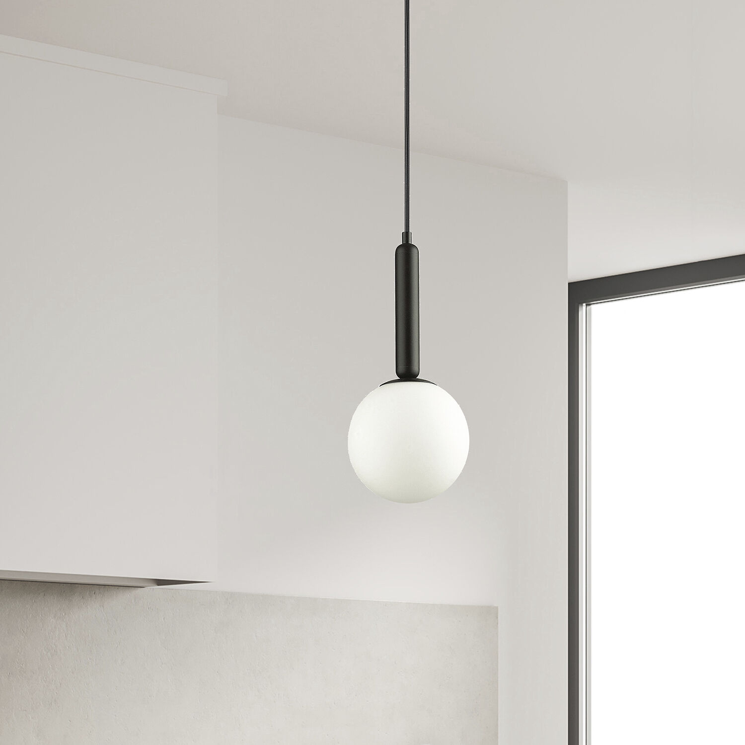 Tara 1 Light 6 inch Matte Black with White Pendant Ceiling Light