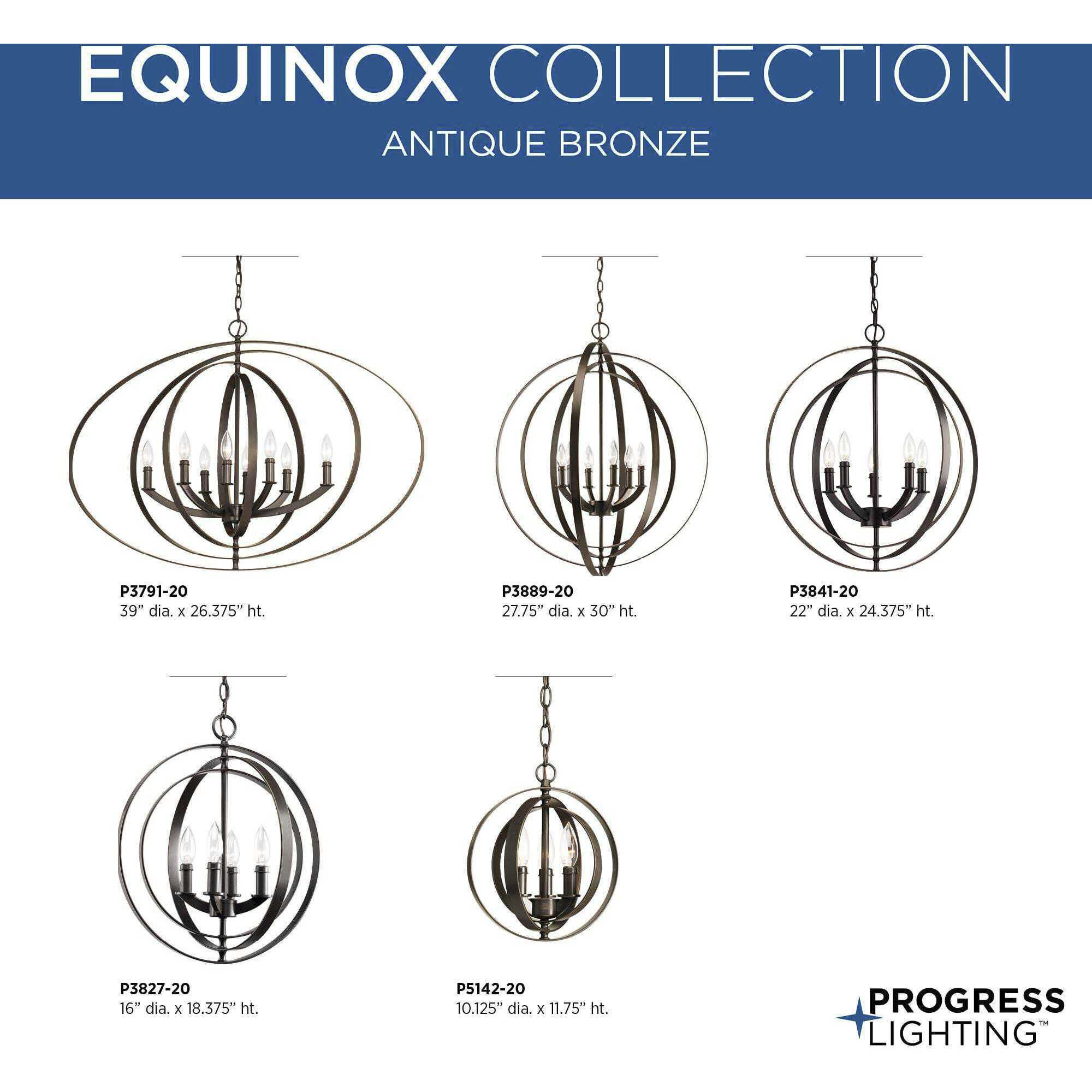 Equinox 6 Light 28 inch Antique Bronze Foyer Pendant Ceiling Light