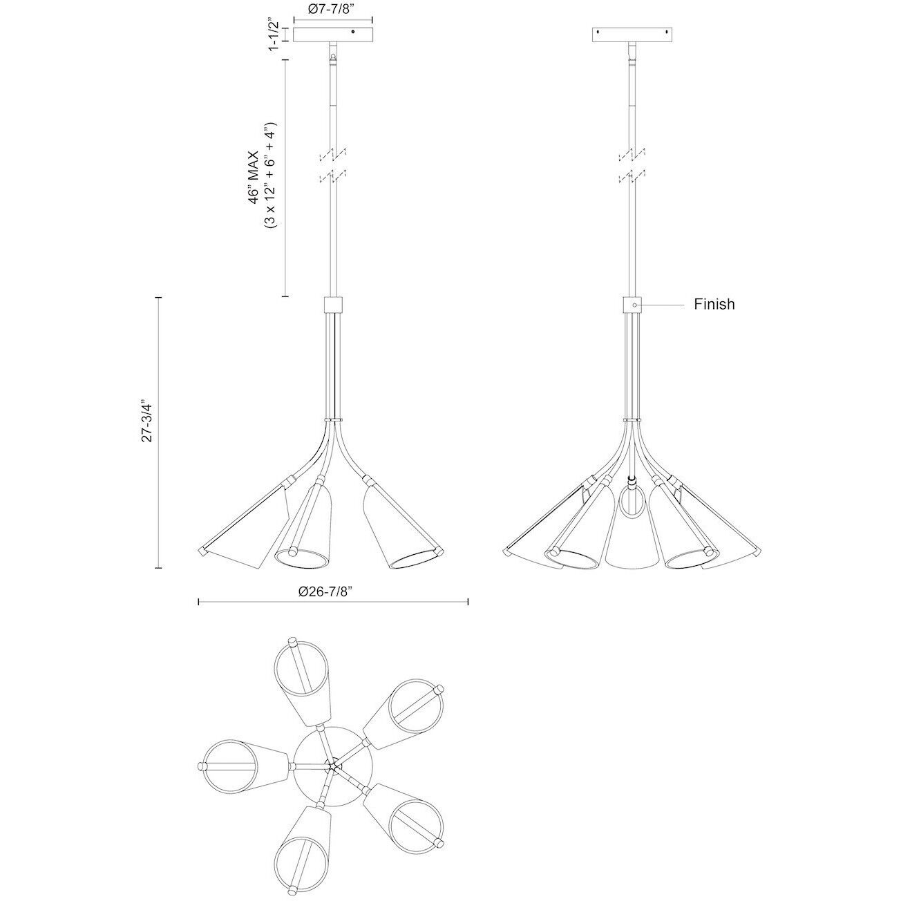 Mulberry LED 26.88 inch Brushed Gold/Light Guide Chandelier Ceiling Light