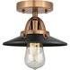 Nouveau 2 Railroad LED 8 inch Antique Copper Semi-Flush Mount Ceiling Light in Matte Black
