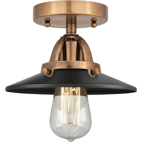 Nouveau 2 Railroad LED 8 inch Antique Copper Semi-Flush Mount Ceiling Light in Matte Black