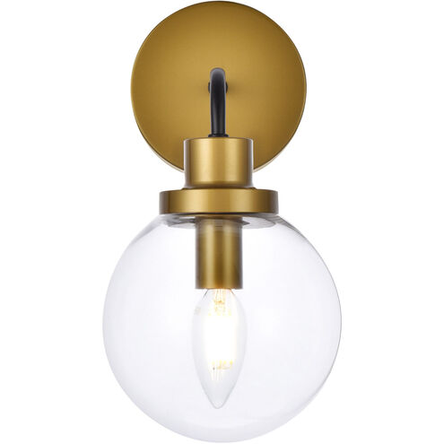 Hanson 1 Light 9 inch Black and Brass Bath Sconce Wall Light