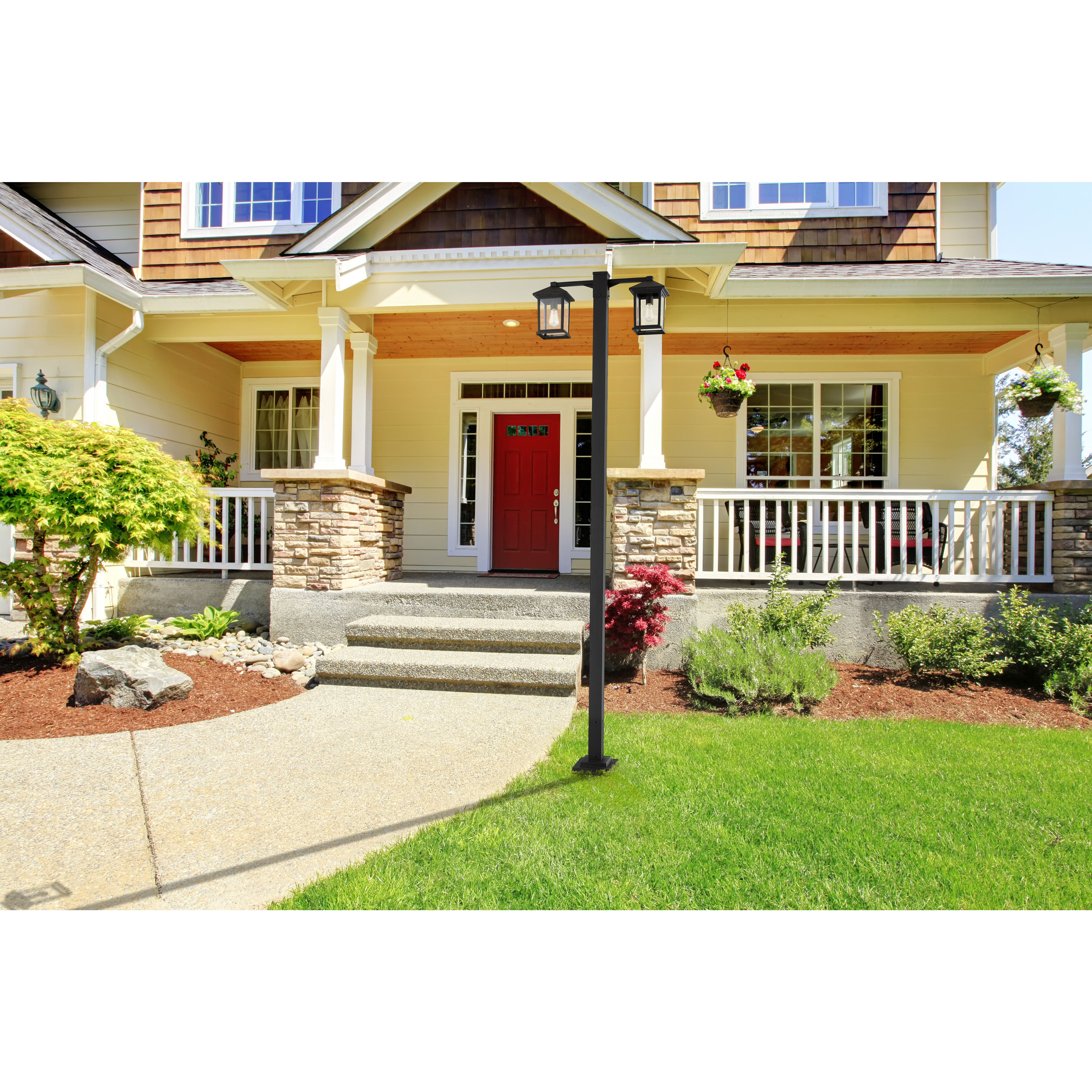 Portland 2 Light 99 inch Black Outdoor Post Mounted Fixture