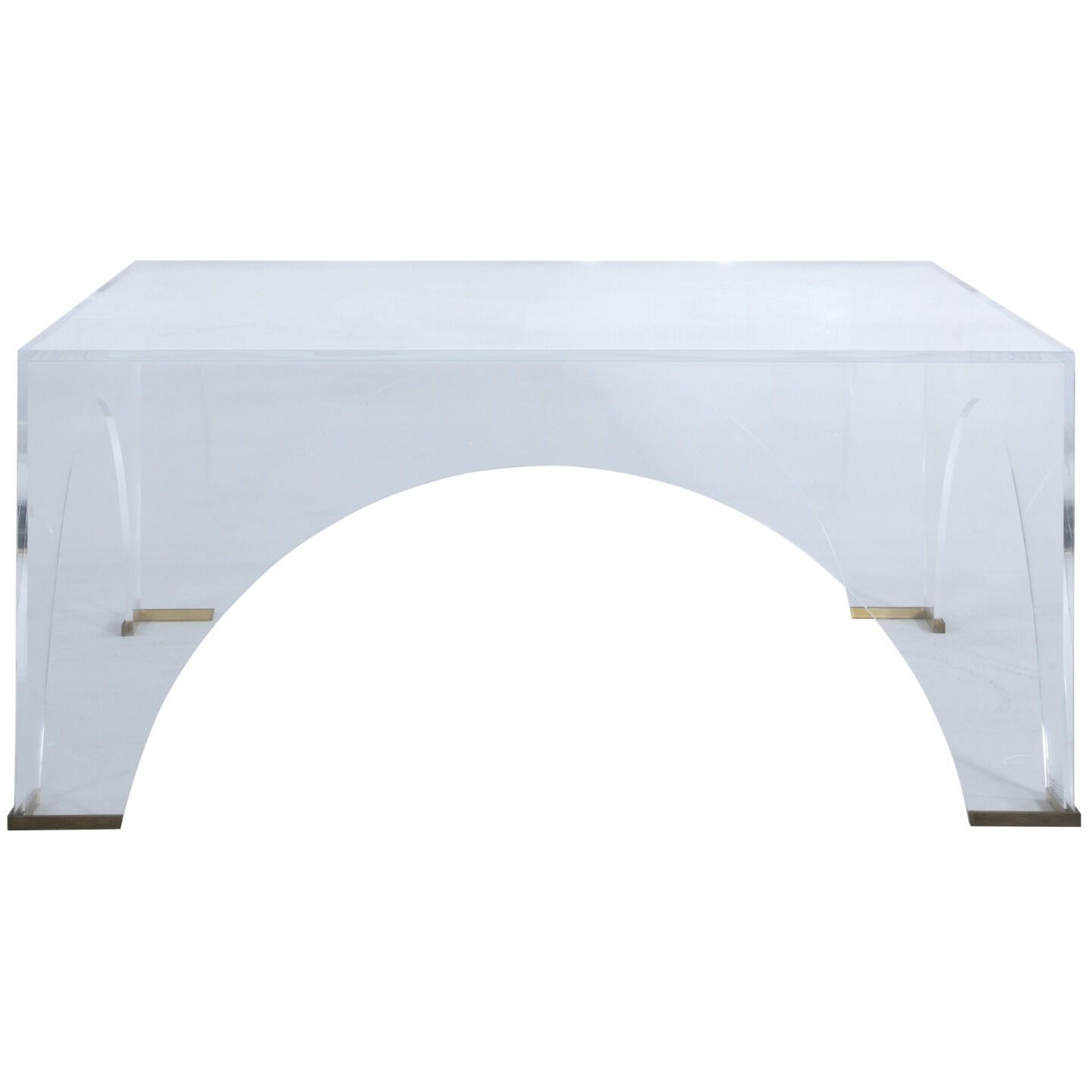Cindy 40 X 40 inch Clear Acrylic / Brushed Brass Coffee Table