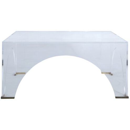 Cindy 40 X 40 inch Clear Acrylic / Brushed Brass Coffee Table