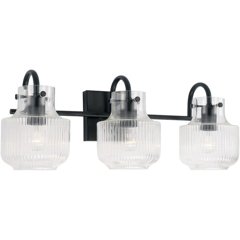 Nyla 3 Light 24 inch Matte Black Vanity Light Wall Light