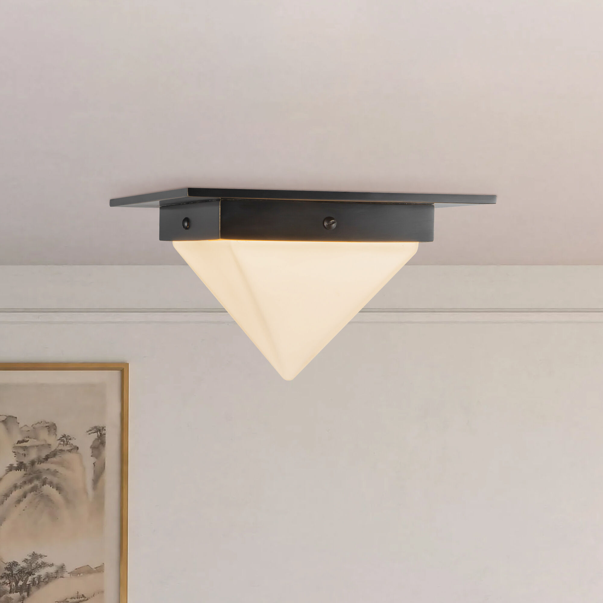 Mineral 1 Light 7.88 inch Urban Bronze and Matte Opal Glass Flush Mount Ceiling Light in Opal Glass Shade