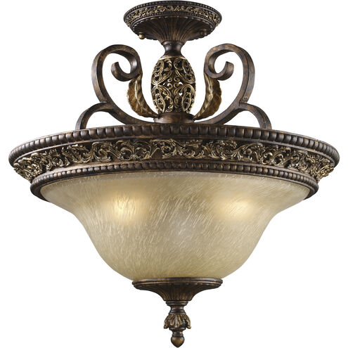 Regency 3 Light 19 inch Burnt Bronze Semi Flush Mount Ceiling Light