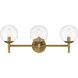 Auresa 3 Light 26 inch Soft Brass Bath Light Wall Light