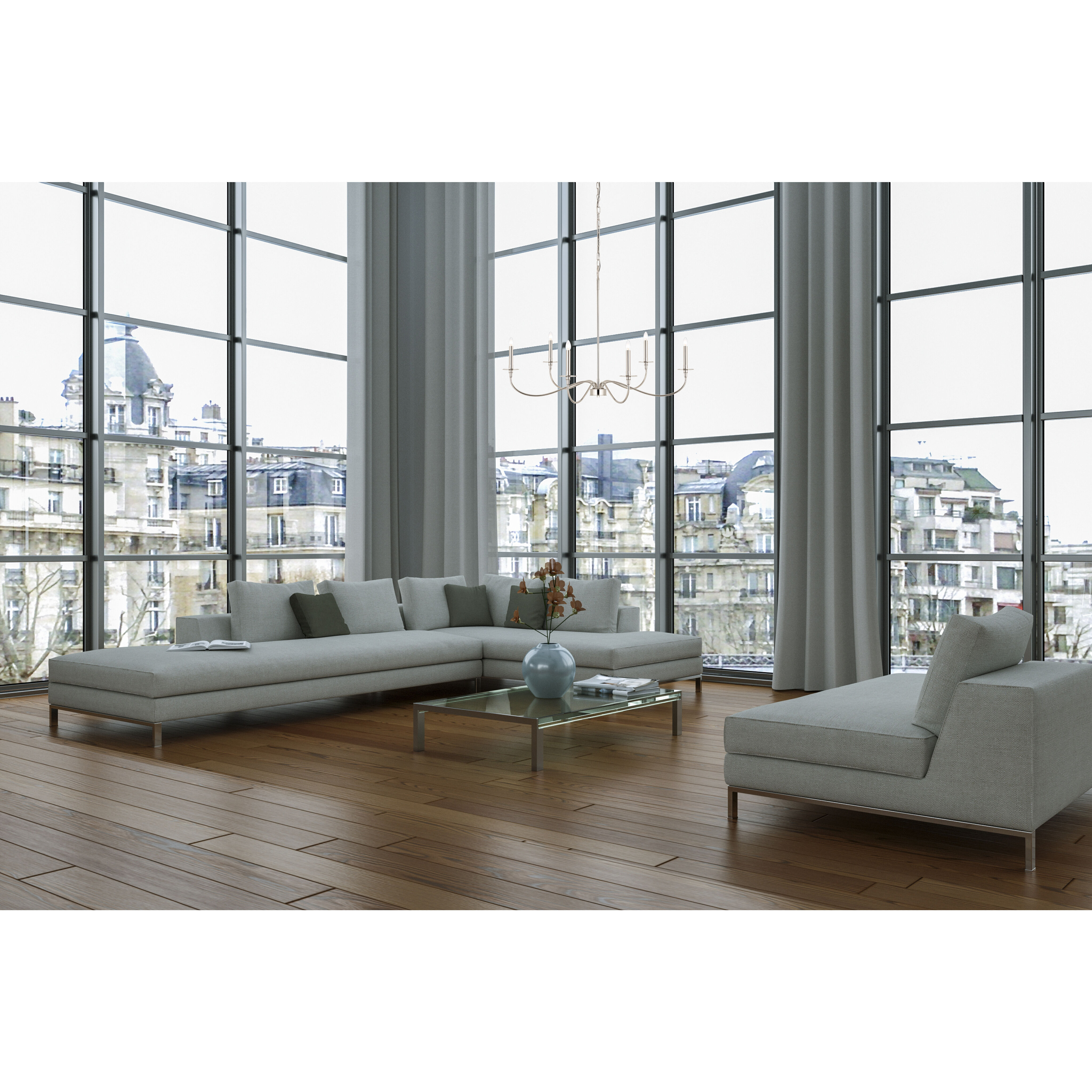 Arrington 6 Light 42 inch Polished Nickel Chandelier Ceiling Light