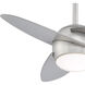 Slant 36 inch Brushed Steel with Silver Blades Ceiling Fan