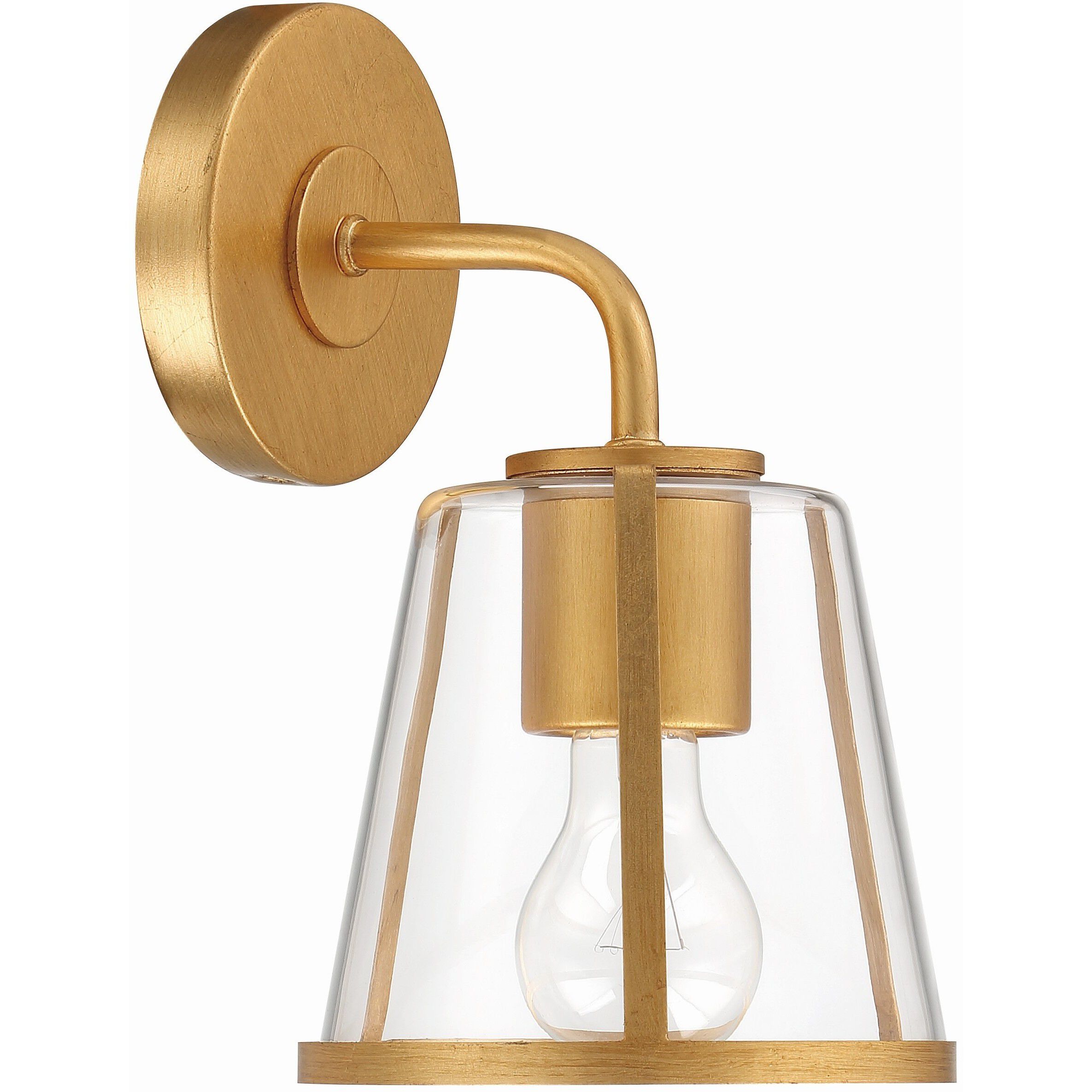 Fulton Bath Sconce Wall Light in Antique Gold, Clear