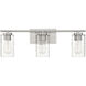 Transitional 3 Light 24 inch Brushed Nickel Bathroom Vanity Light Wall Light