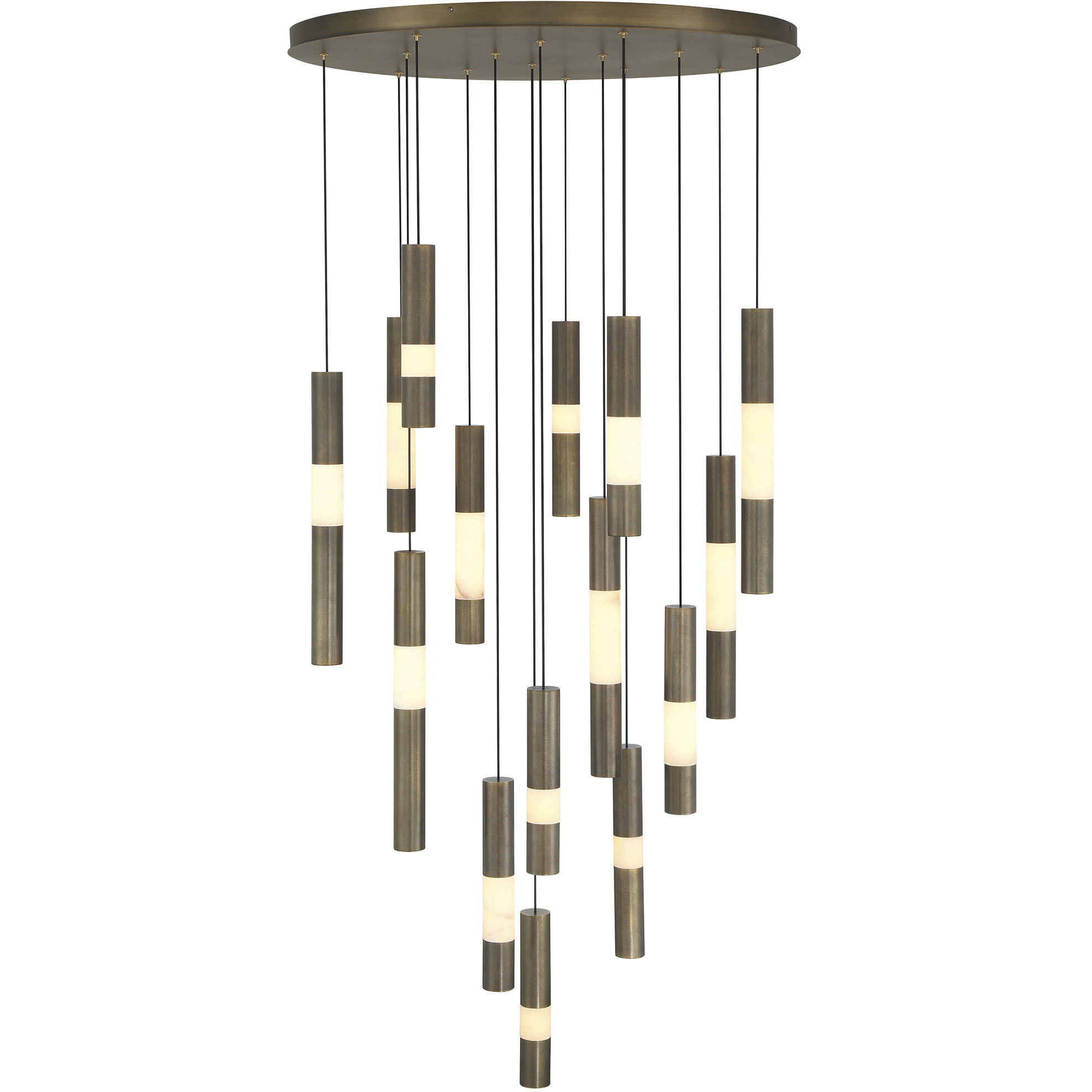 Ronda LED 32 inch Weathered Brass Multi Drop Chandelier Ceiling Light