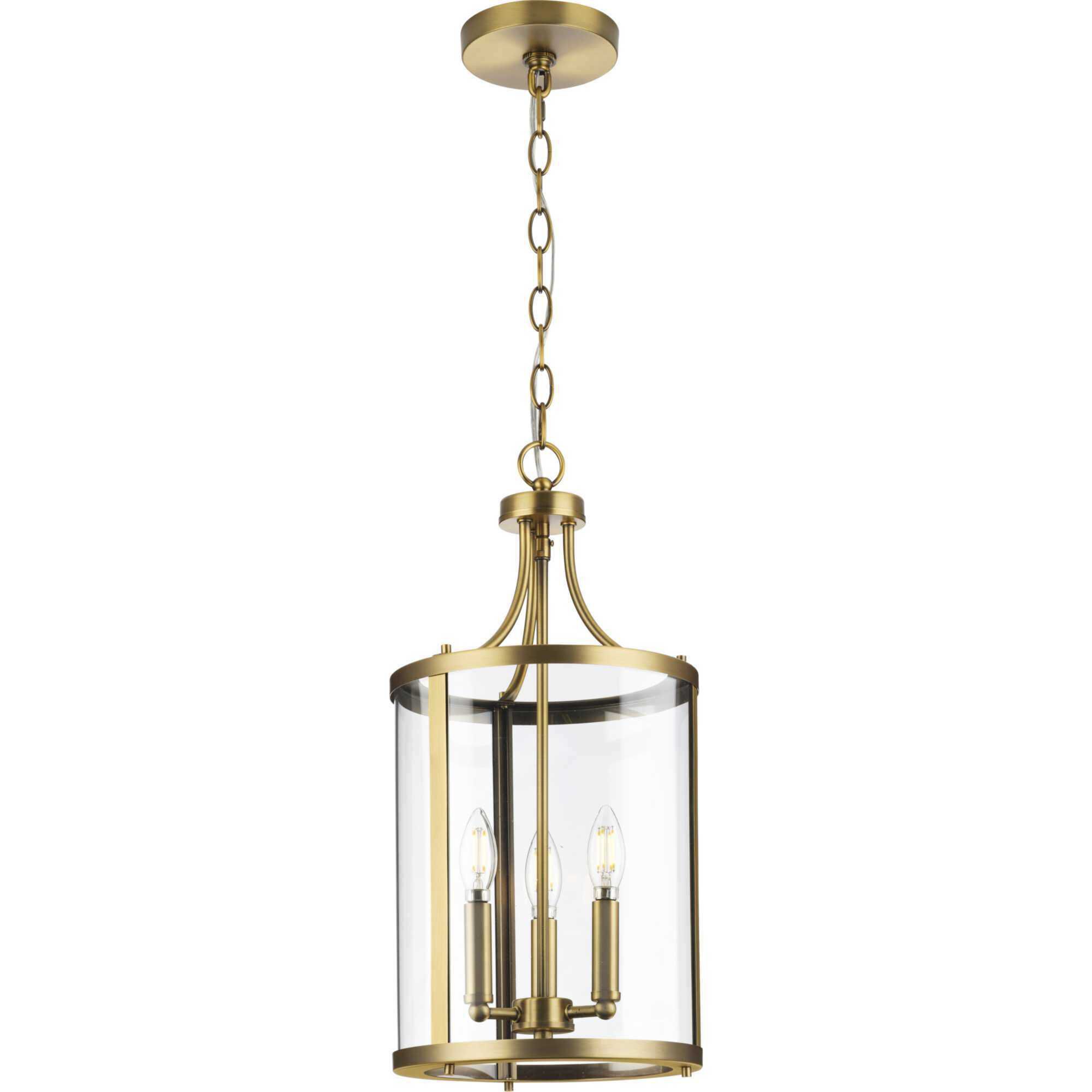 Gilliam 3 Light 10 inch Vintage Brass Foyer Light Ceiling Light