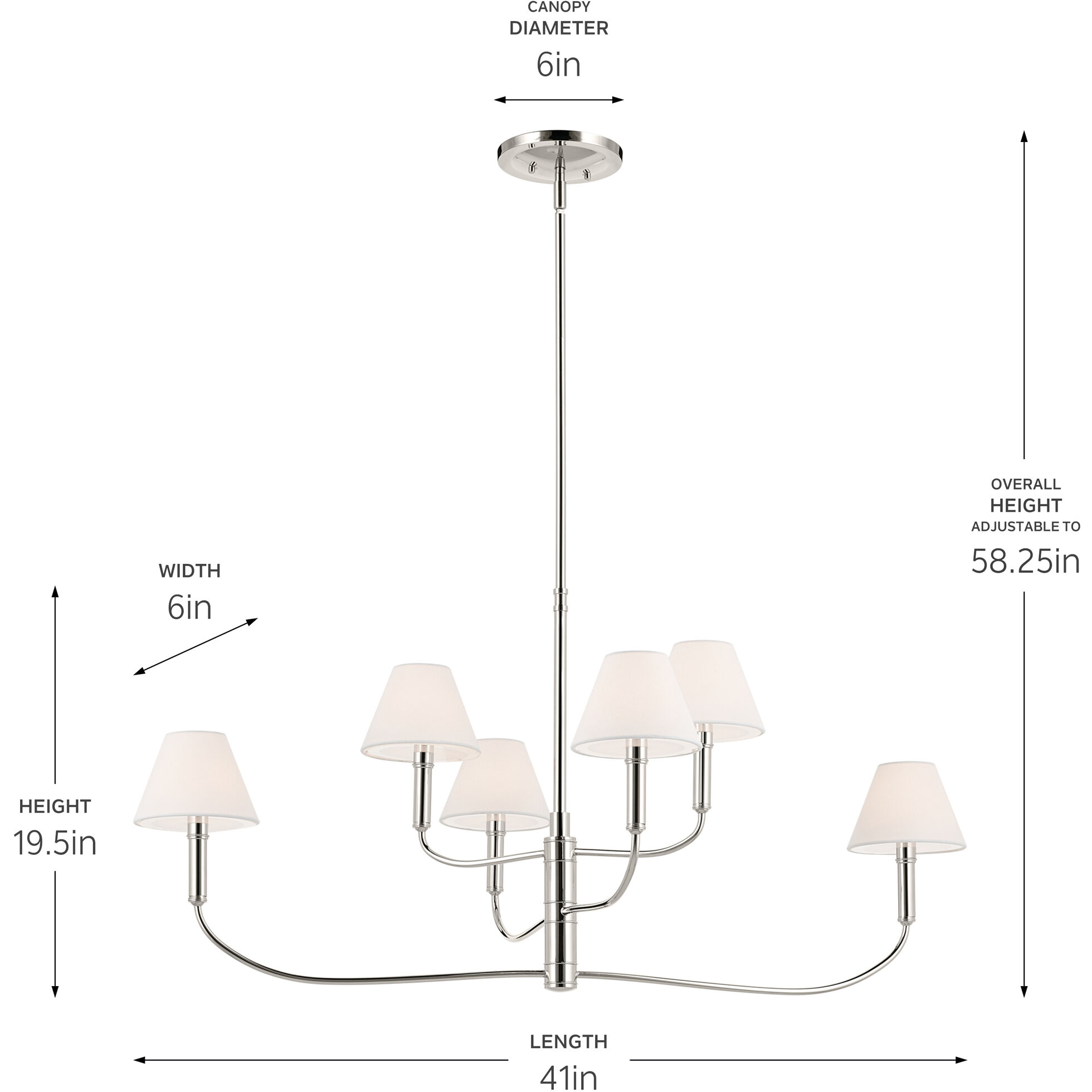Eadie 6 Light 6 inch Polished Nickel Chandelier Ceiling Light