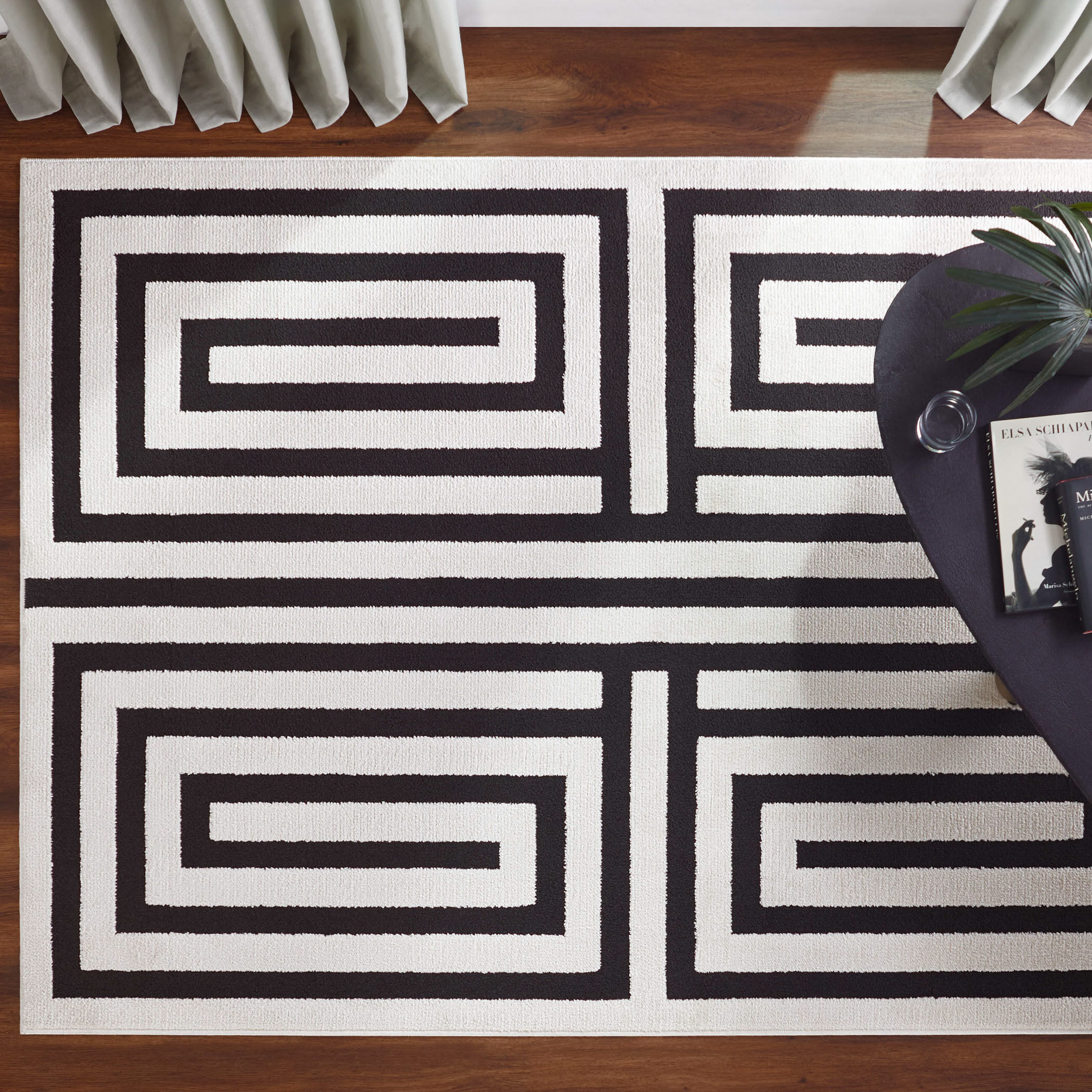 Optika 36 X 24 inch Black/White Rug in 2 x 3