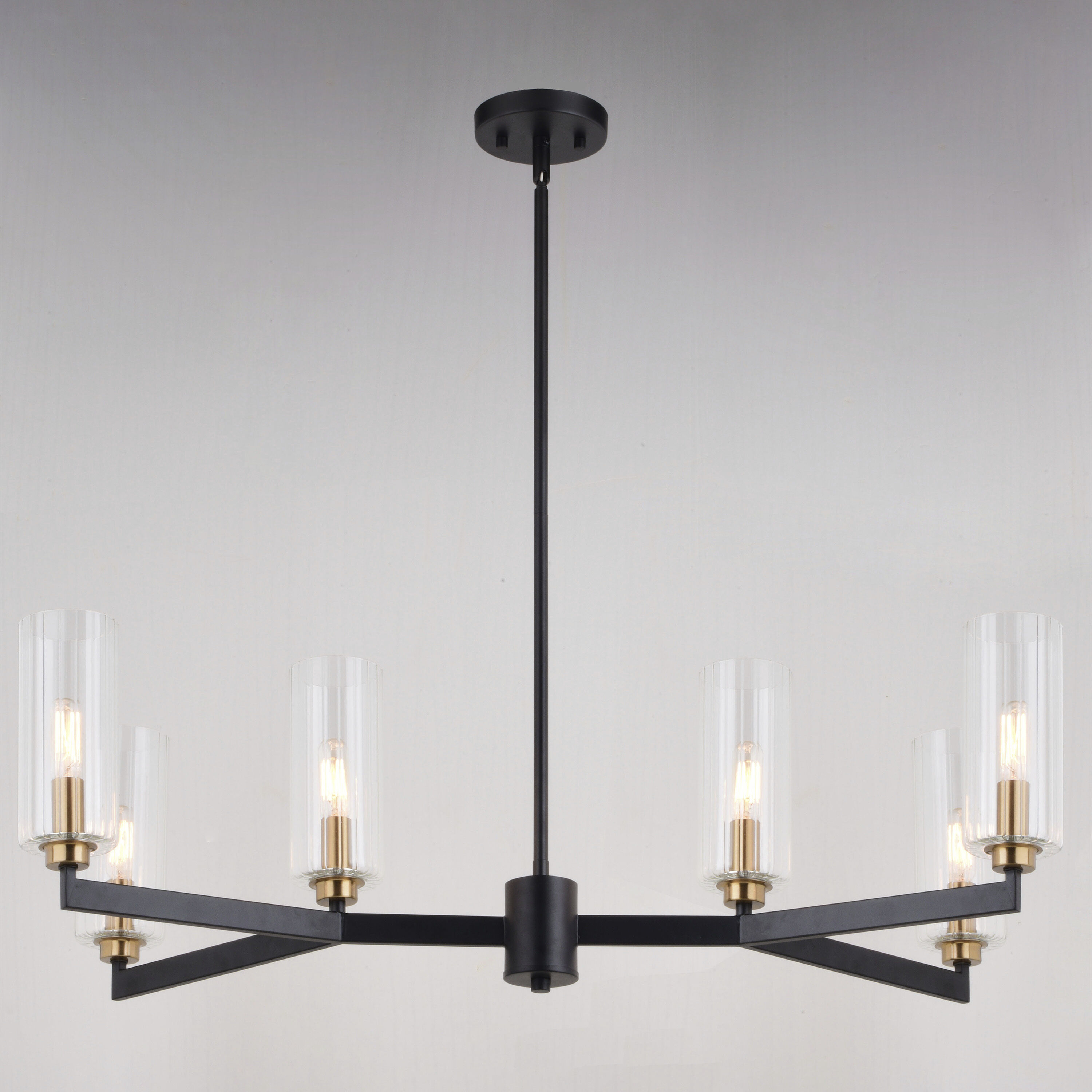 Claremont LED 31.25 inch Matte Black and Autumn Brass Chandelier Ceiling Light