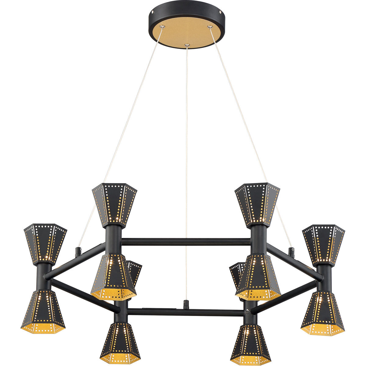 Houston LED 24 inch Black and Gold Chandelier Ceiling Light