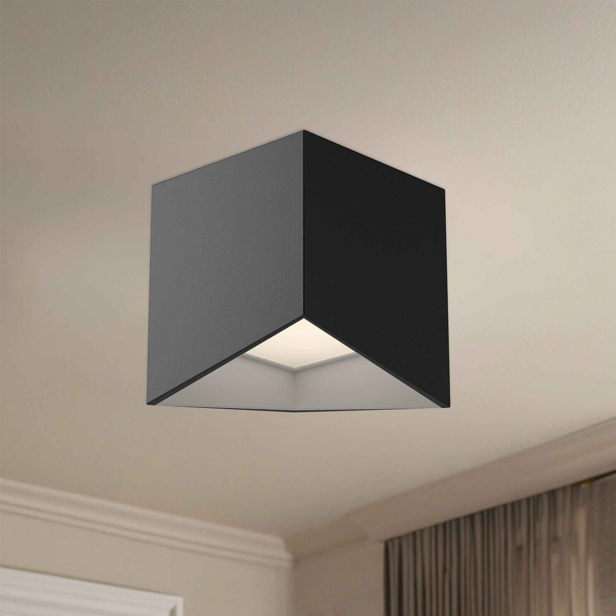 Cubix LED 5.63 inch Black and White Flush Mount Ceiling Light