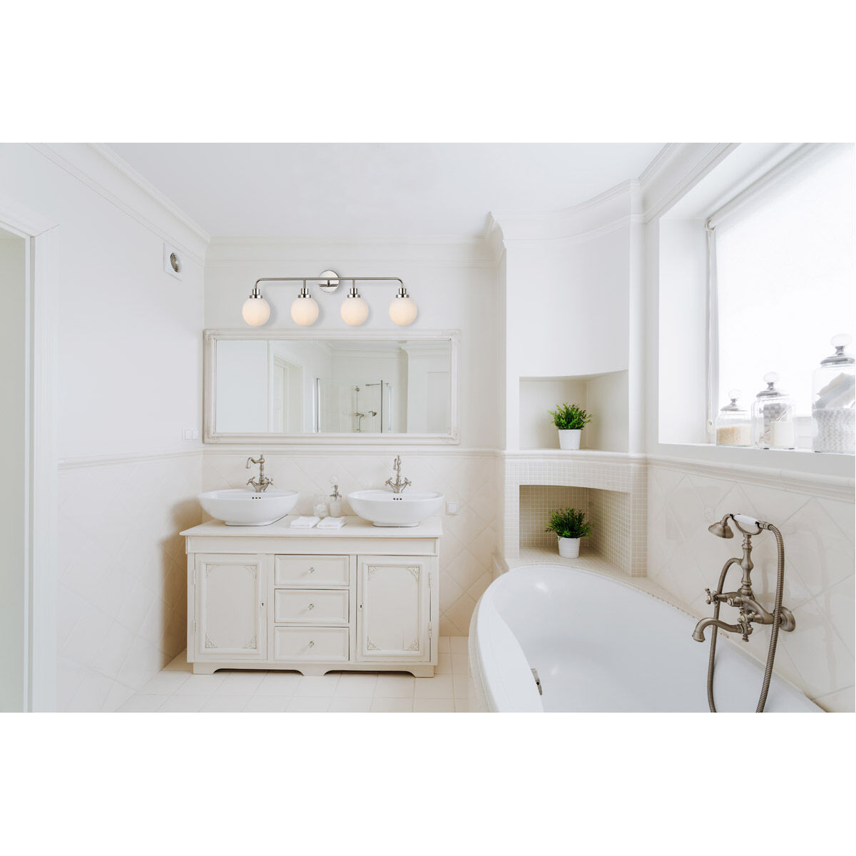 Hanson 4 Light 38 inch Polish Nickel Bath Sconce Wall Light