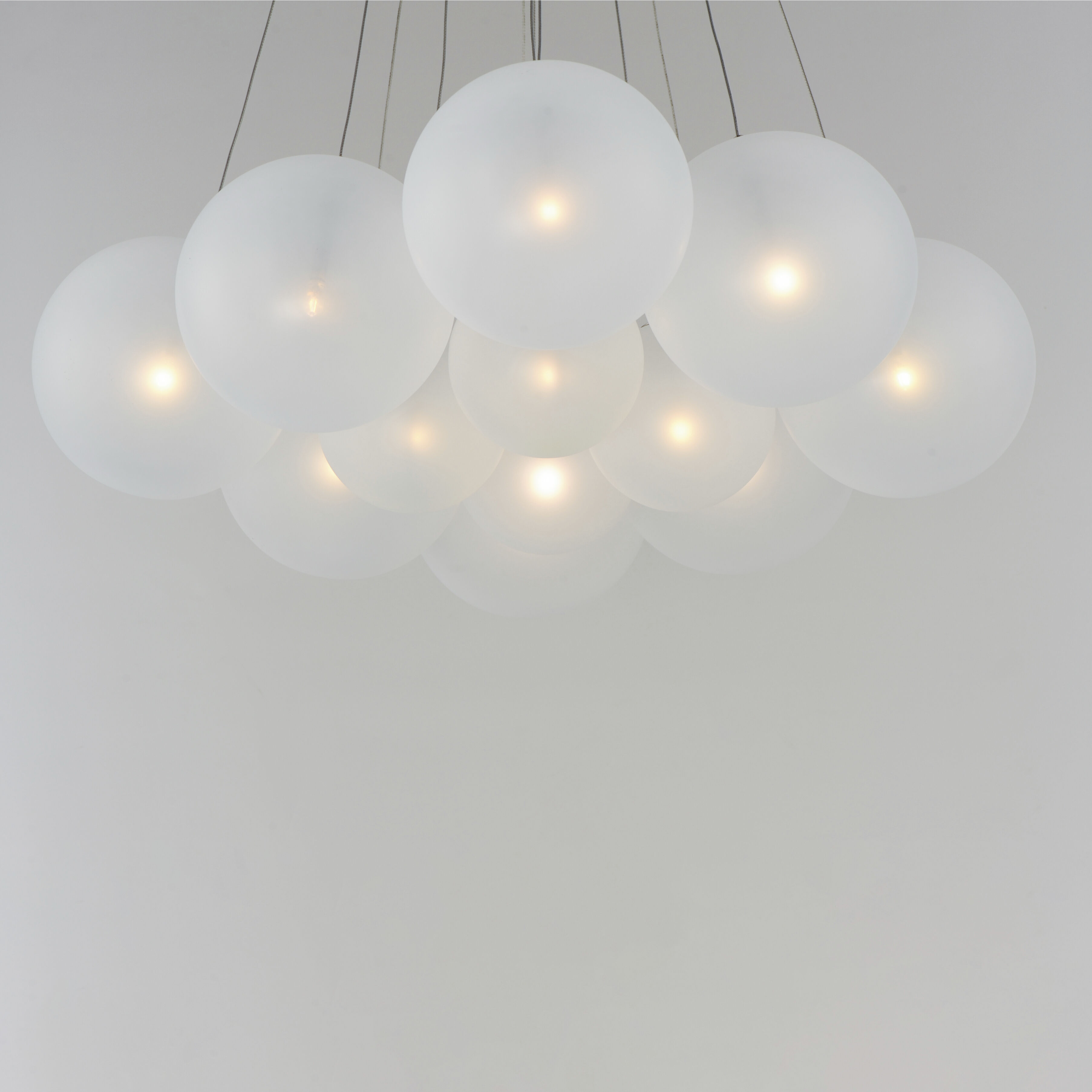 Burst LED 27 inch Satin Nickel Multi-Light Pendant Ceiling Light in Translucent Frost