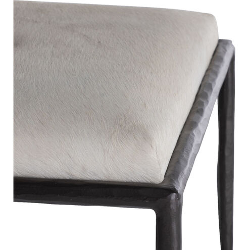 Devoe 19 inch Natural Ivory Hide / Gunmetal Bronze Ottomans Stool