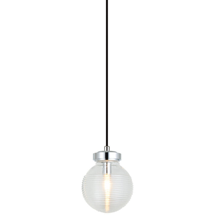 Ridge 1 Light 5.75 inch Chrome Pendant Ceiling Light in Chrome and Clear