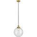 Edison Beacon 1 Light 12 inch Brushed Brass Mini Pendant Ceiling Light