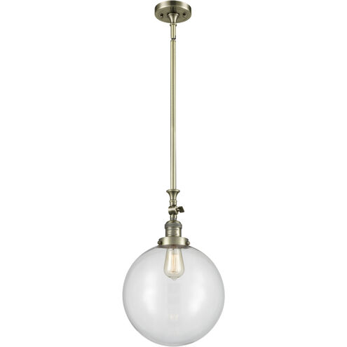 Franklin Restoration Beacon 1 Light 12 inch Antique Brass Mini Pendant Ceiling Light in Incandescent, Clear, Franklin Restoration