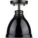 Duncan 1 Light 9 inch Matte Black Flush Mount Ceiling Light, Damp