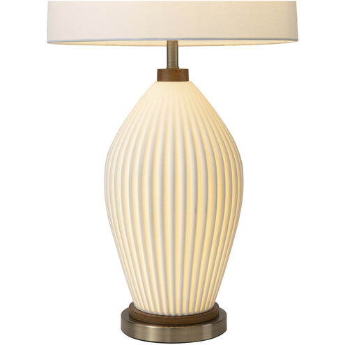 Santa Clara 30 inch 100.00 watt Walnut and White with Weathered Brass Table Lamp Portable Light