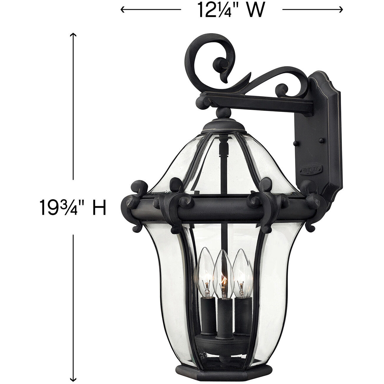 Estate Series San Clemente Outdoor Wall Mount Lantern in Museum Black, Medium