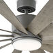 Windflower 80 inch Graphite and Weathered Gray with Weathered Gray Blades Downrod Ceiling Fan in 2700K, Graphite Weathered Gray