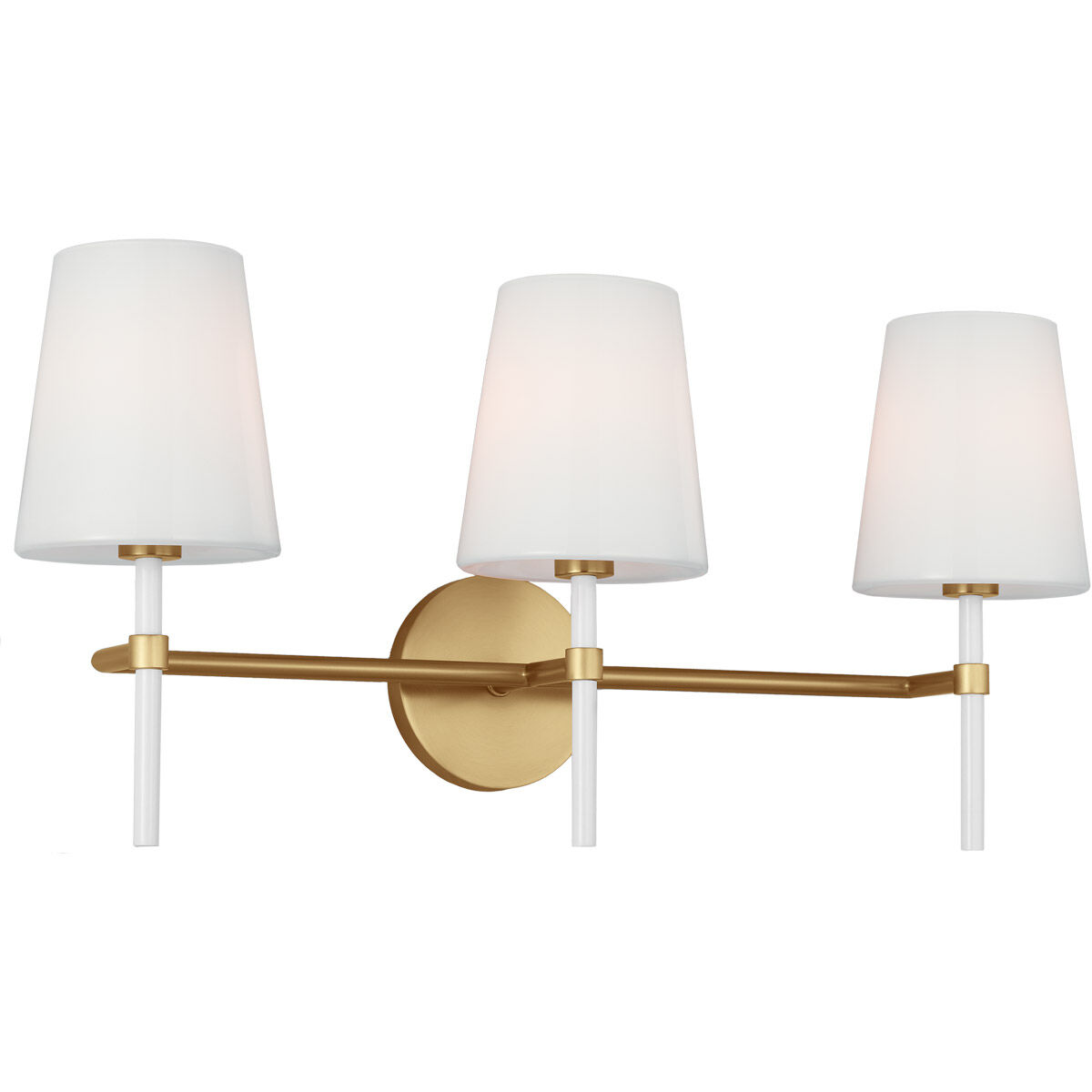 kate spade new york Monroe 3 Light 23 inch Burnished Brass Vanity Light Wall Light in Burnished Brass / Gloss White