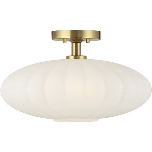 Traditional 1 Light 18 inch Natural Brass Semi-Flush Ceiling Light