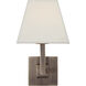 Architectural Wall 1 Light 7 inch Brushed Steel Wall Sconce Wall Light in Square Linen